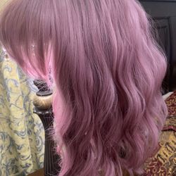 Pink Synthetic Wig