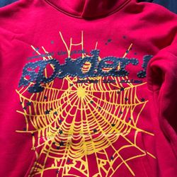 Red black and yellow sp5der hoodie