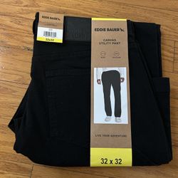 NWT Eddie Bauer Men's Black Canvas utility Pants Size 32x32