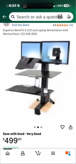 Ergotron WorkFit-S LCD and Laptop Workstation with Worksurface+