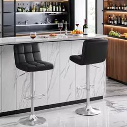 33 in. - 44 in. Height Black Low Back Metal Adjustable Bar Stool with PU Leather-Seat 360° Swivel (Set of 2) brand new in box $95 N128
