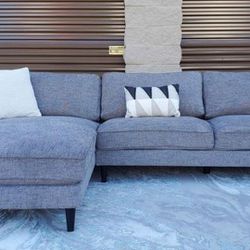 Grey / Gray Mid-Century Modern Sectional Sofa / Couch - FREE DELIVERY

