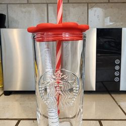 Starbucks Heart Bottom Glass Tumbler *NEW*