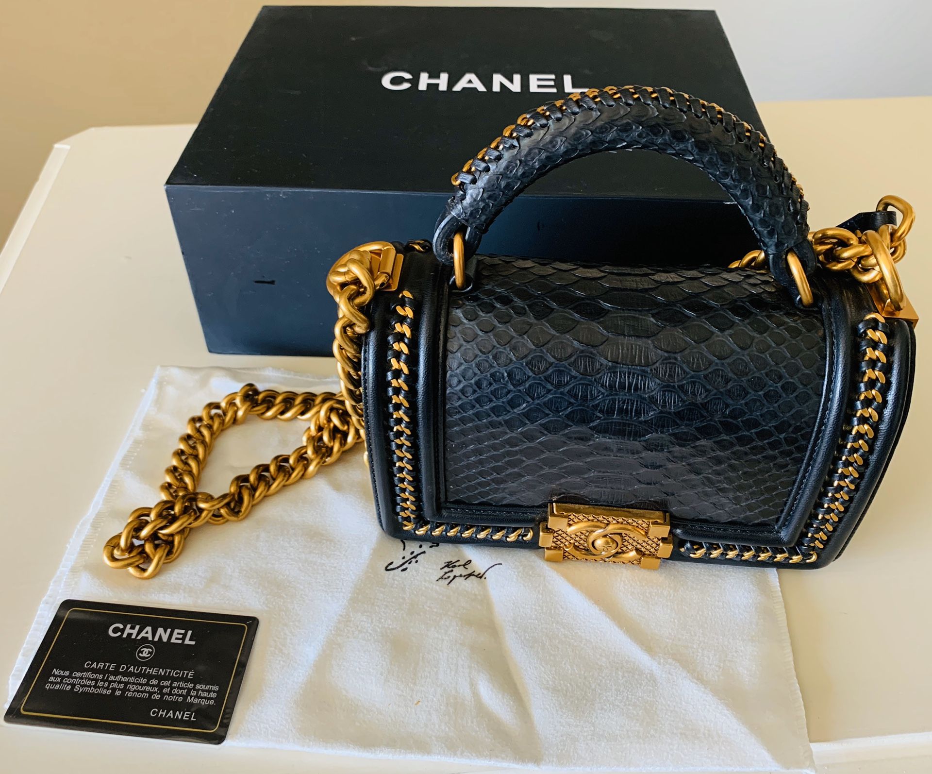 Chanel small boy exotic skin