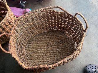 Large Woven Seagrass Basket with Handles