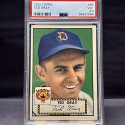 🔥⚾️💙 PSA Graded 1952 Topps - Ted Gray  #86 Detroit TIGERS 💙⚾️🔥