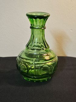 Vintage 1970s Wheaton Emerald Green "Bullseye" Glass Vase / Decanter