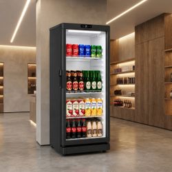 GRS PRO600FF Commercial Display Refrigerator, 19.78 Cu. Ft. Upright with Double-Layer Tempered Low-E Glass Door, Adjustable Wire Shelves & Built-In Lo