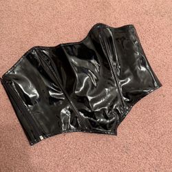 New xxl black corset renaissance lingerie top costume Victorian goth gothic vinyl