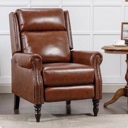 26 in. W Red Brown Living Room Chairs Recliner Armchair with Nailhead Trim