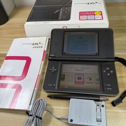 Nintendo DSi LL dark brown touch pen, AC adapter, manual, box included Console