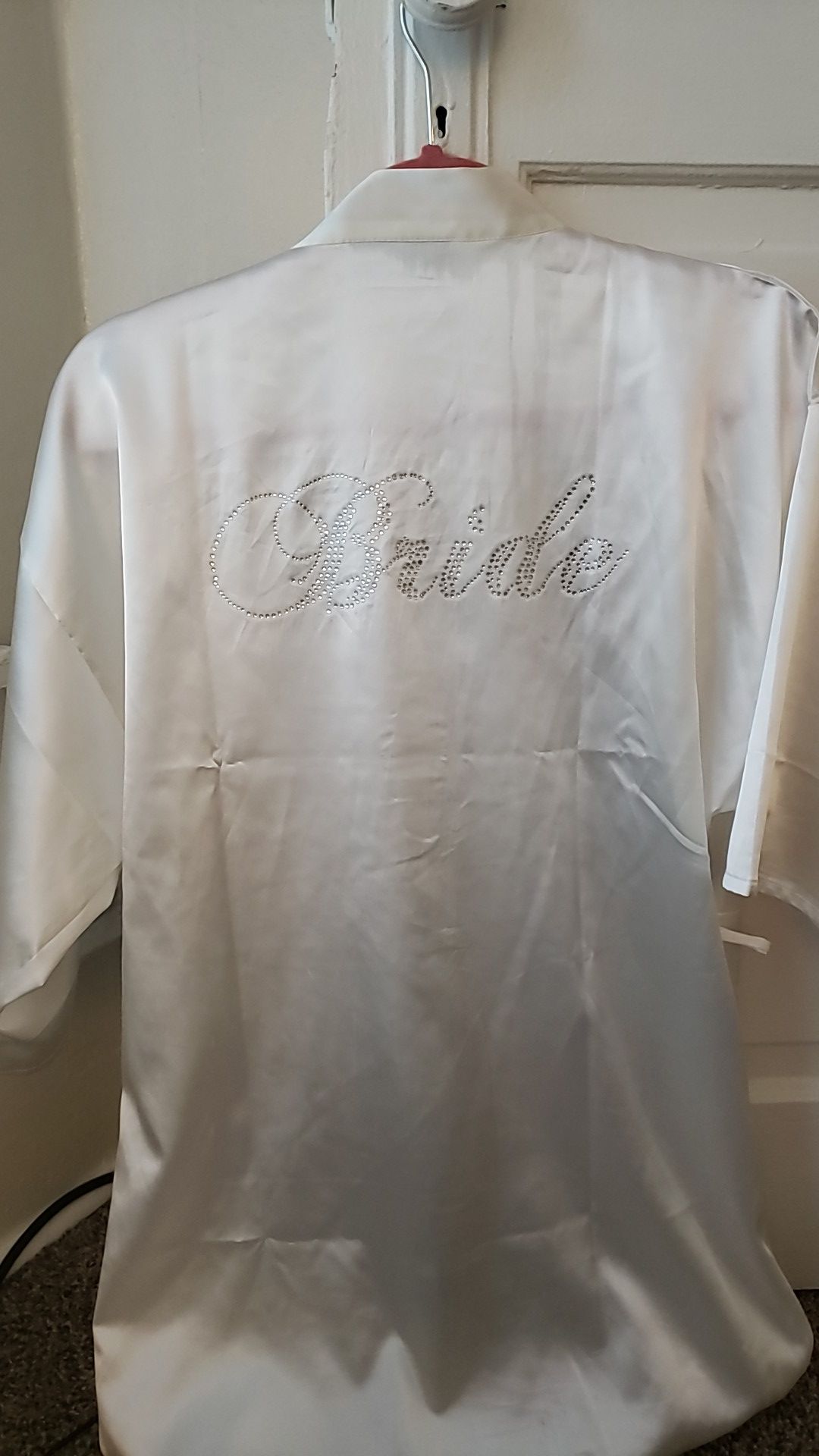 Silk rhinstone bride cover up robe