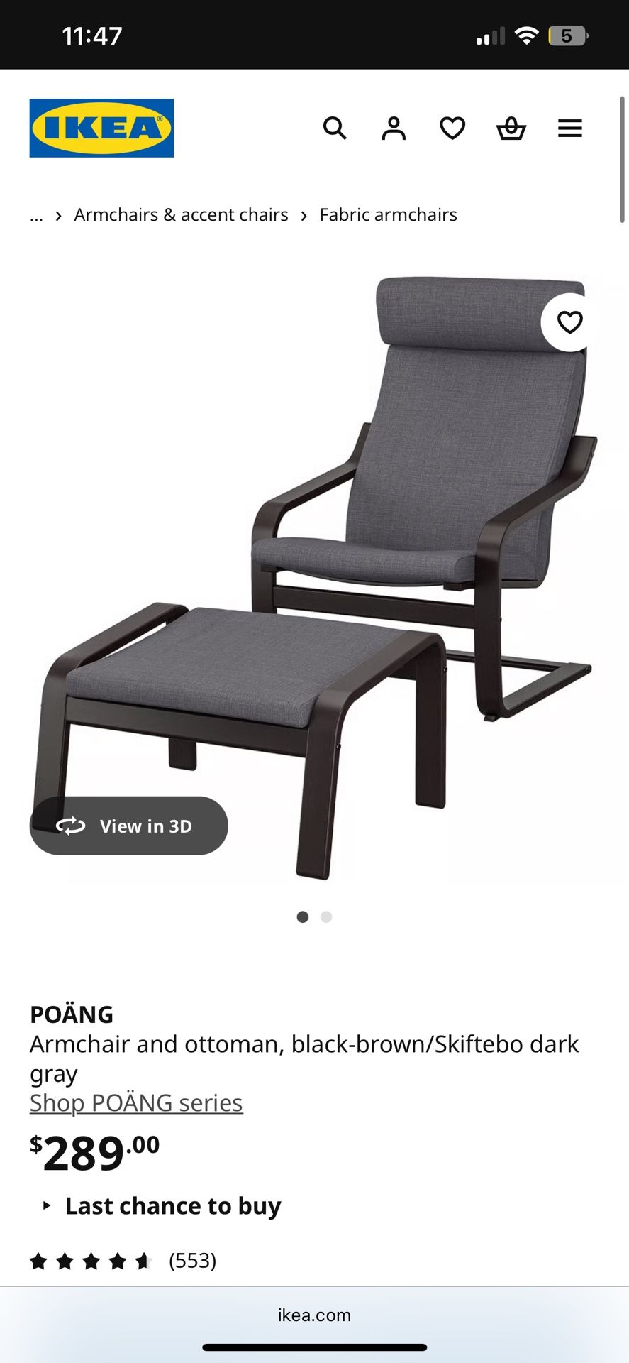 IKEA POÄNG Armchair and ottoman