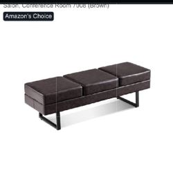 Brown Leather Bench 