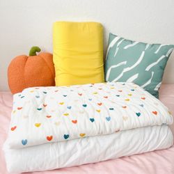 $10 Take ALL- Quilt, Blanket, ergonomic pillow and throw pillows