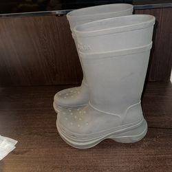 Grey Balenciaga Croc Boots 