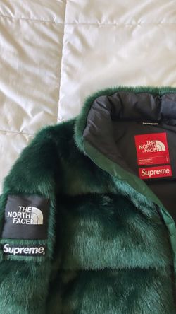 Supreme x The North Face Faux Fur Nuptse Jacket 'Green' for Sale