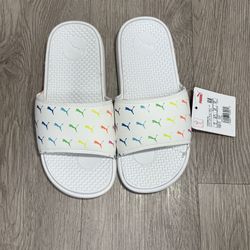 Puma White Cool Cat Bold Girls' Slides JR 4Y