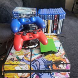 PS4 With 2 Controllers 31 GAMES AND 2TB External Hard Drive