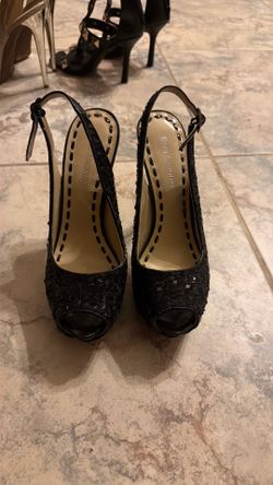 black open toe sequin Heel