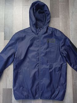 Navy Blue Lightweight Hooded Windbreaker Jacket