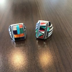 925  inlayed gemstones men’s size 12.5 rings. $200 ea