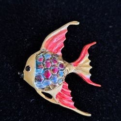Vintage Enameled Angel Fish, 1.9"