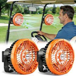 2 PCS Magnetic Golf Cart Fans 48 Hrs Working Rechargeable Portable Golf Fan