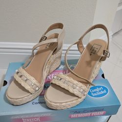 Beige Wedge Sandals – Women’s Platform Heels