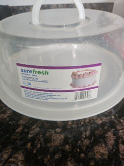 Cake container with lid and handle