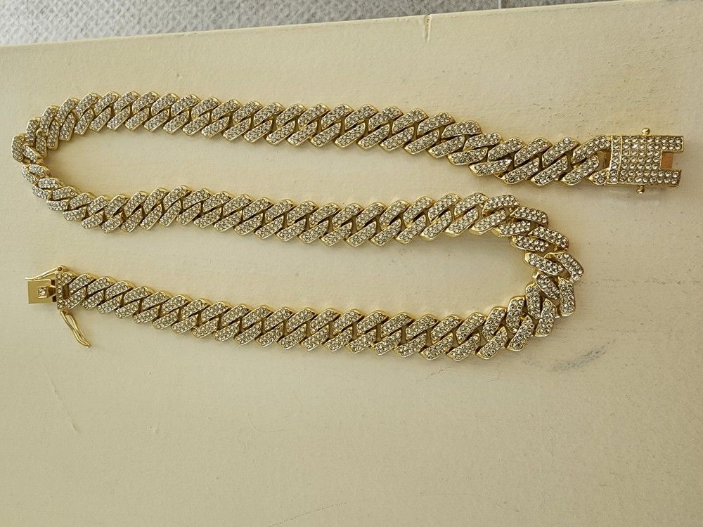 Fake Gold / Diamond Cuban Link Chain