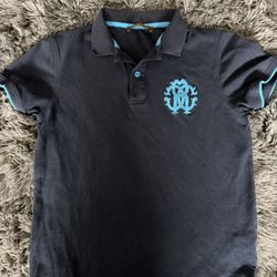 Roberto Cavalli Polo Shirt Navy Blue w/ Teal Logo – Men’s Size (S) – Luxury Designer
