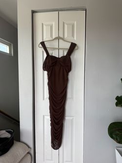 Brown Ruched Maxi Dress
