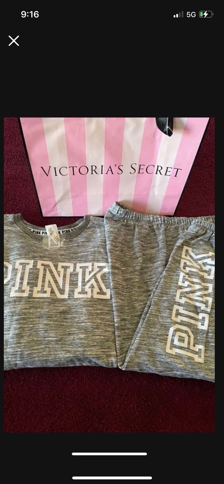 PINK VICTORIA SECRET FLEECE CLASSIC CREW SWEATSHIRT AND FLEECE CAMPUS SWEATPANTS SIZE LARGE NWT Pick up location in the city of Pico Rivera