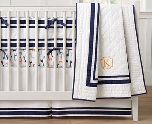 Pottery Barn black and white crib bed skirt