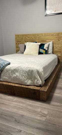 Wood beam rustic farmhouse queen bed frame