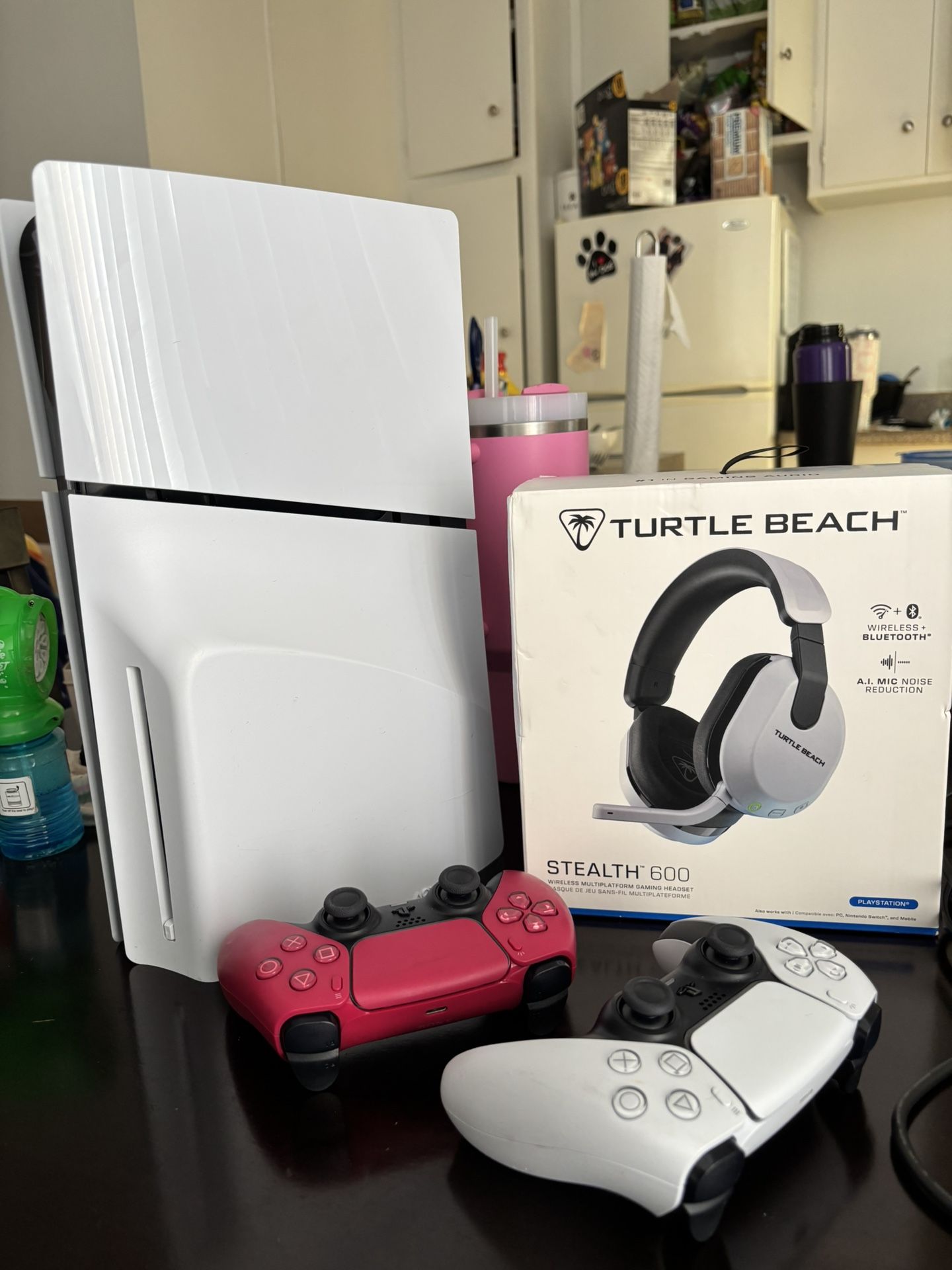ps5 disc version with new bluetooth headset and extra controller