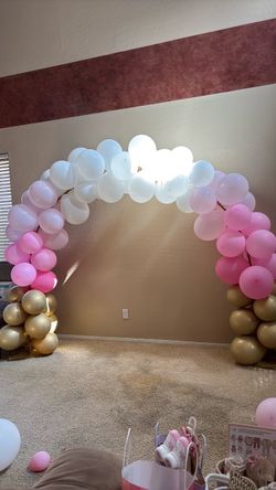 Pink White Gold Balloon Arch Garland