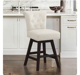 LUE BONA Ivory/Faux leather 25.8-in H Counter height Upholstered Wood Bar Stool set of 1  Brand new in box - Assembly is required  cash only  Pickup o