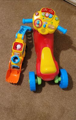 Toddler tricycle & push bulldozer