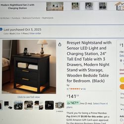 Two Nightstands With LED nightlights.