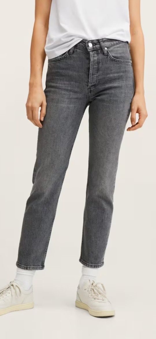 NEW Mango Women's Cropped Jeans Gray Size 4
