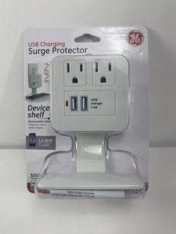 GE Surge Protector/USB Charging with Device Shelf includes 2 outlets & 2 USB