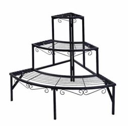 23 in. Metal Corner Plant Stand Indoor 3-Tier Ladder Plant Shelves Garden Flower Display Rack Shelf