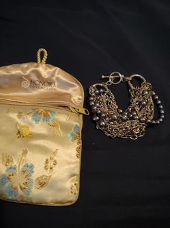 Honora pearl and steel bead bracelet