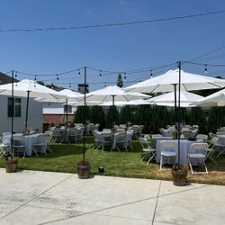 Chairs, Umbrellas, Tables