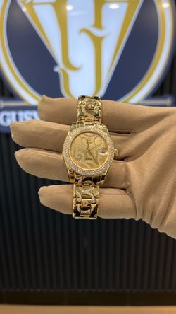 Fully Factory Rolex Masterpiece 34MM  81338 18K Yellow Gold Watch Only with Pearlmaster Bracelet