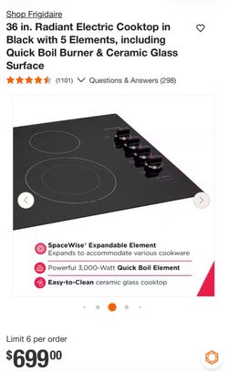 Frigidaire 36-Inch Radiant Electric Cooktop Black
