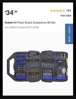 BRAND NEW Kobalt 80-Piece Shank Screwdriver Bit Set