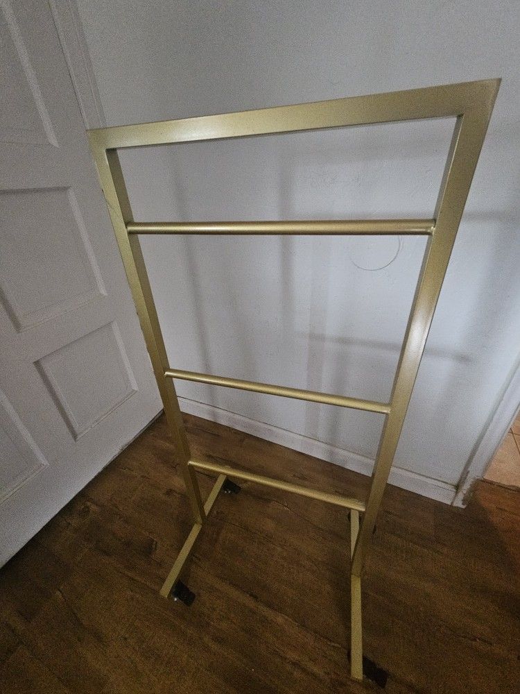 Gold Metal Hanger/ Hanging Rack - 16"D x 20"W x 43"H